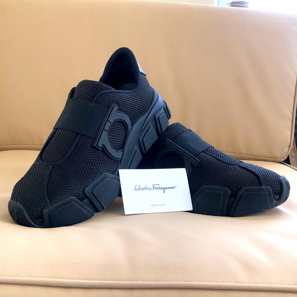 Salvatore Ferragamo Gancini monster low top slip on sneaker.